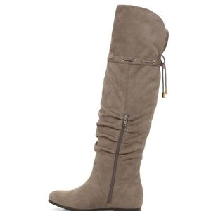 Aldo Phily Suede Over Knee Gray Lace Boots Size 8